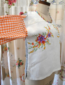 Berserk Posie upcycled tablecloth top