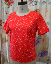 Load image into Gallery viewer, Berserk Red with White spot stretch Cotton Keyhole top