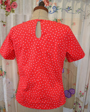 Load image into Gallery viewer, Berserk Red with White spot stretch Cotton Keyhole top