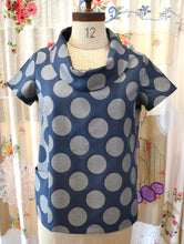 Load image into Gallery viewer, Berserk Blue Spot Circle lake Cotton Viscose Roll neck