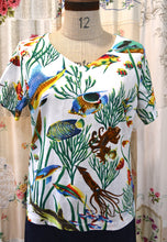 Load image into Gallery viewer, Berserk Vee neck Cotton voile Vintage Fish top.