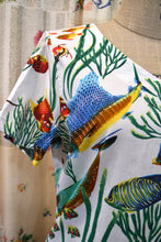 Load image into Gallery viewer, Berserk Vee neck Cotton voile Vintage Fish top.