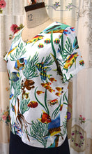 Load image into Gallery viewer, Berserk Vee neck Cotton voile Vintage Fish top.