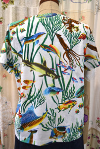 Berserk Vee neck Cotton voile Vintage Fish top.