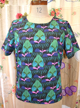 Load image into Gallery viewer, Berserk Green Moths cotton keyhole top