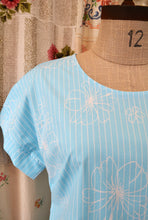 Load image into Gallery viewer, Berserk Blue stripe Hibiscus cotton top