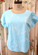 Load image into Gallery viewer, Berserk Blue stripe Hibiscus cotton top