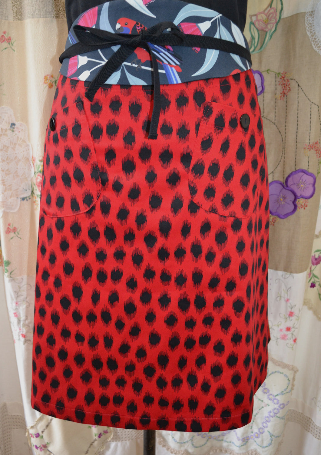 Berserk Ladybird Red cotton stretch pocket skirt