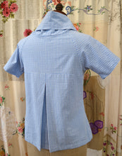 Load image into Gallery viewer, Berserk Sky Gingham linen cotton Pleat Roll neck