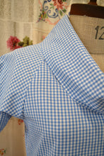 Load image into Gallery viewer, Berserk Sky Gingham linen cotton Pleat Roll neck