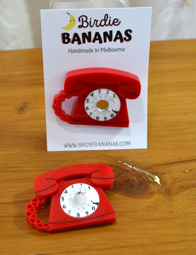 Red Telephone brooch